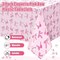 3 Pcs Pink Bow Tablecloth Coquette Birthday Party Princess Theme Decorations Disposable Plastic Table Cover Rectangle Large Ribbon for Girls Wedding Baby Shower Tea Party Bridal, 54 x 108 Inch